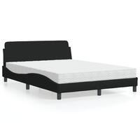 Seng med madras 140x190 cm stof sort