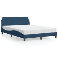 Seng med madras 140x190 cm stof blå