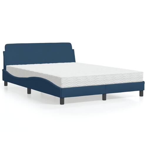 Seng med madras 140x190 cm stof blå