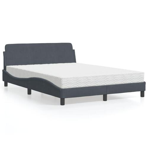 Seng med madras 140x190 cm velour mørkegrå