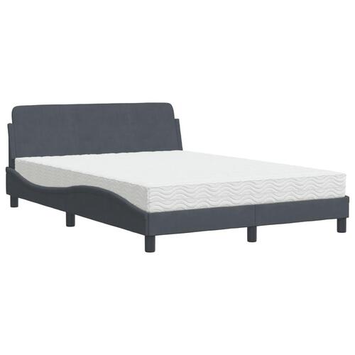 Seng med madras 140x190 cm velour mørkegrå