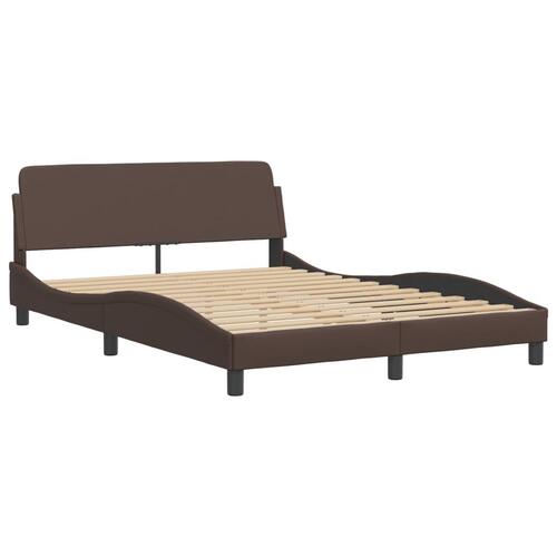 Seng med madras 140x190 cm kunstlæder brun