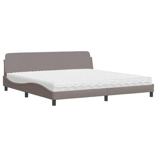 Seng med madras 200x200 cm stof gråbrun