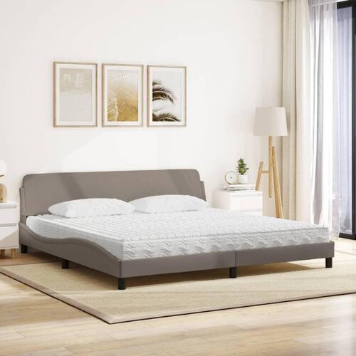 Seng med madras 200x200 cm stof gråbrun