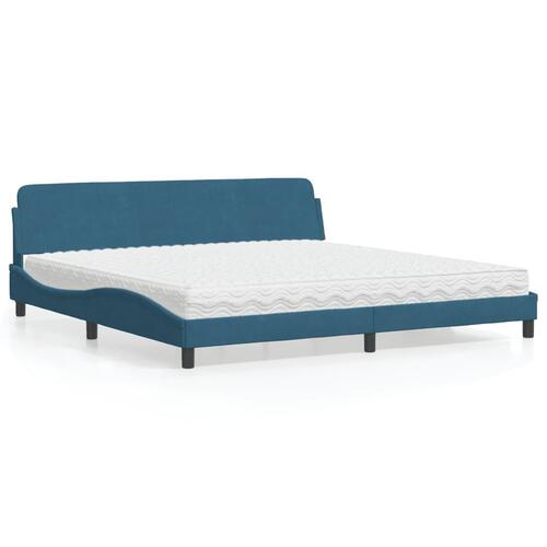 Seng med madras 200x200 cm velour blå