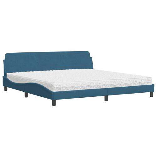 Seng med madras 200x200 cm velour blå