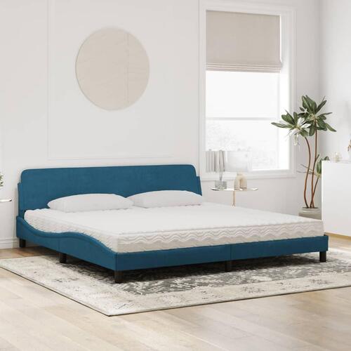 Seng med madras 200x200 cm velour blå