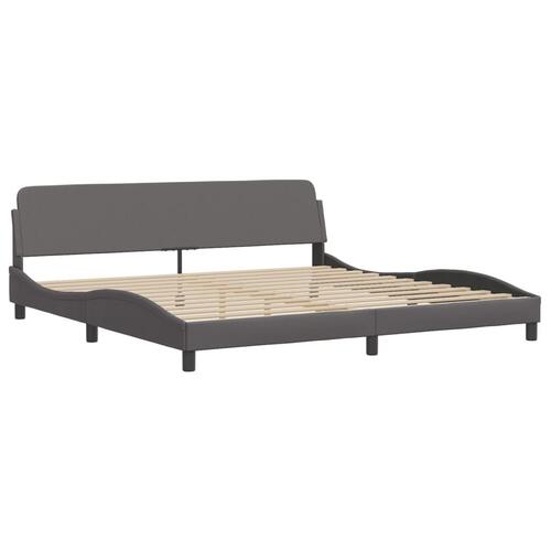 Seng med madras 200x200 cm kunstlæder grå