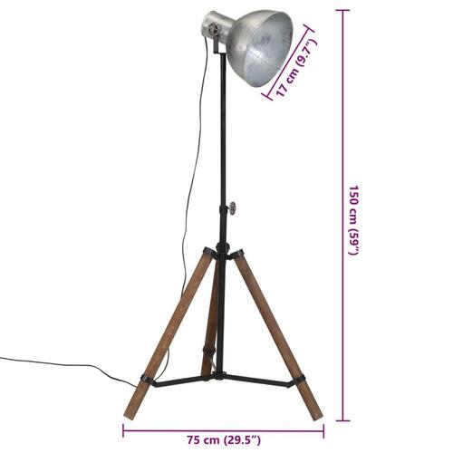Gulvlampe 75x75x90-150 cm 25 W E27 vintagesølv