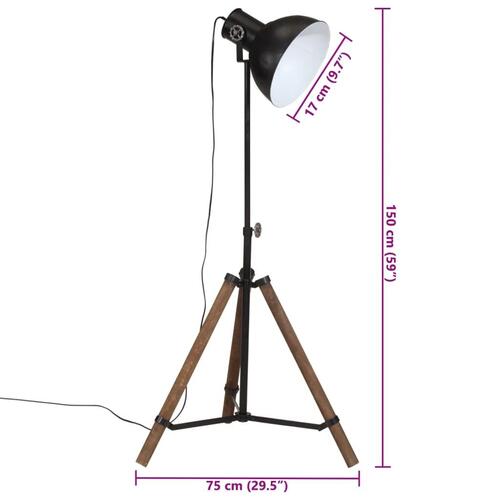 Gulvlampe 75x75x90-150 cm 25 W E27 sort