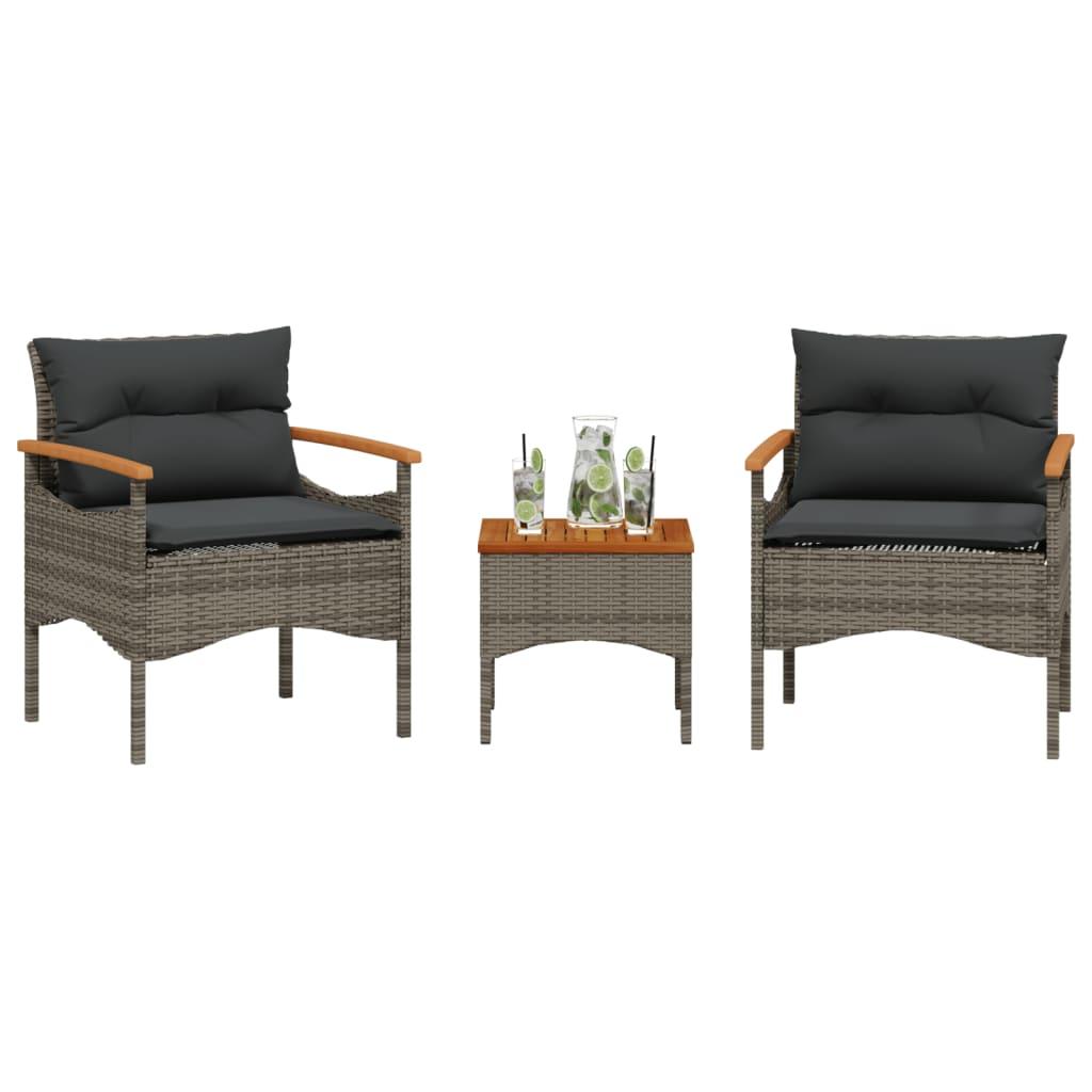 Sofasæt Til Haven 3 Dele Med Hynder Polyrattan - Grå