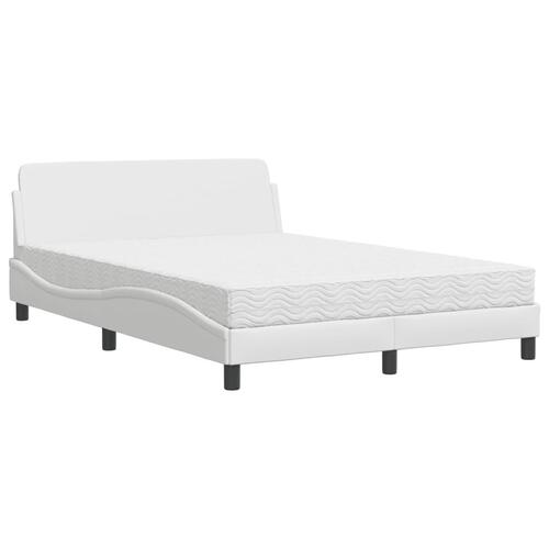 Seng med madras 140x190 cm kunstlæder hvid