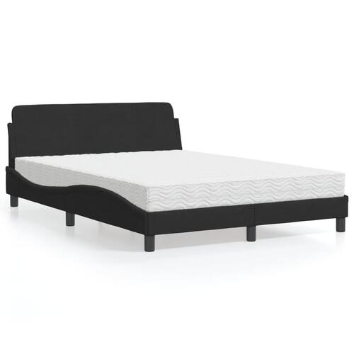 Seng med madras 140x190 cm velour sort