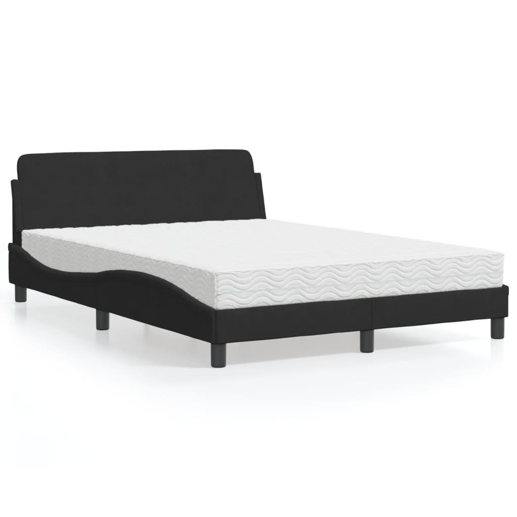 Seng med madras 140x190 cm velour sort