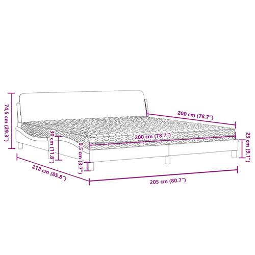 Seng med madras 200x200 cm stof cremefarvet