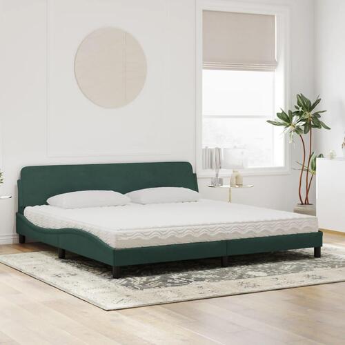 Seng med madras 200x200 cm velour mørkegrøn
