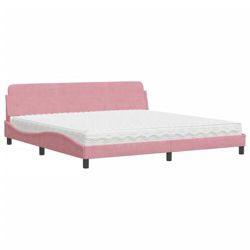 Seng med madras 200x200 cm velour lyserød