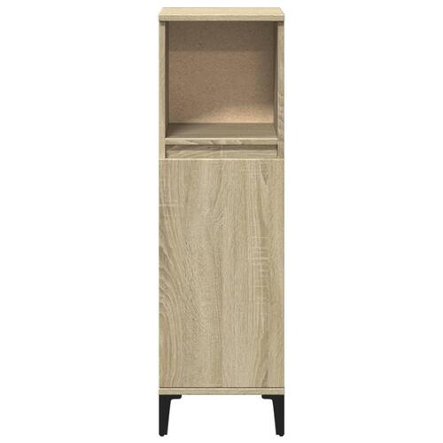 Badeværelsesskab 30x30x100 cm konstrueret træ sonoma-eg