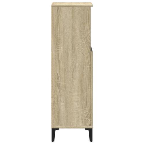 Badeværelsesskab 30x30x100 cm konstrueret træ sonoma-eg
