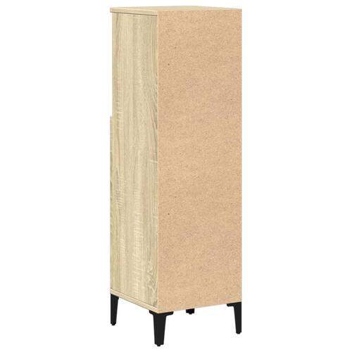 Badeværelsesskab 30x30x100 cm konstrueret træ sonoma-eg