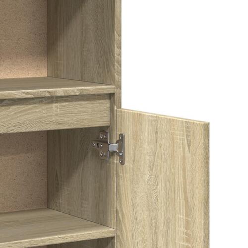 Badeværelsesskab 30x30x100 cm konstrueret træ sonoma-eg