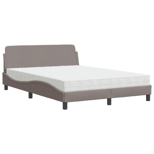 Seng med madras 140x190 cm stof gråbrun