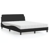 Seng med madras 140x190 cm kunstlæder sort