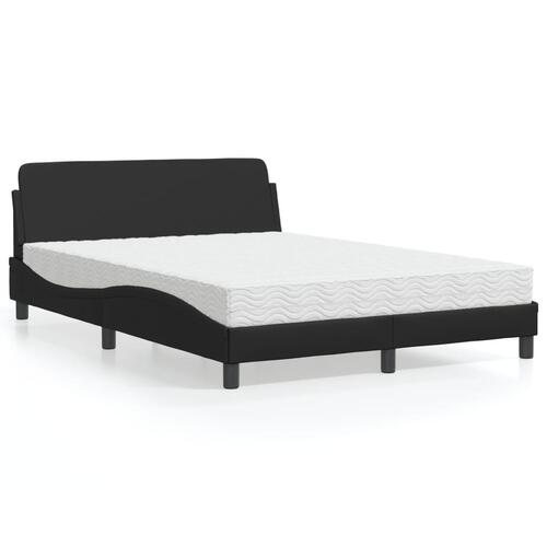 Seng med madras 140x190 cm kunstlæder sort
