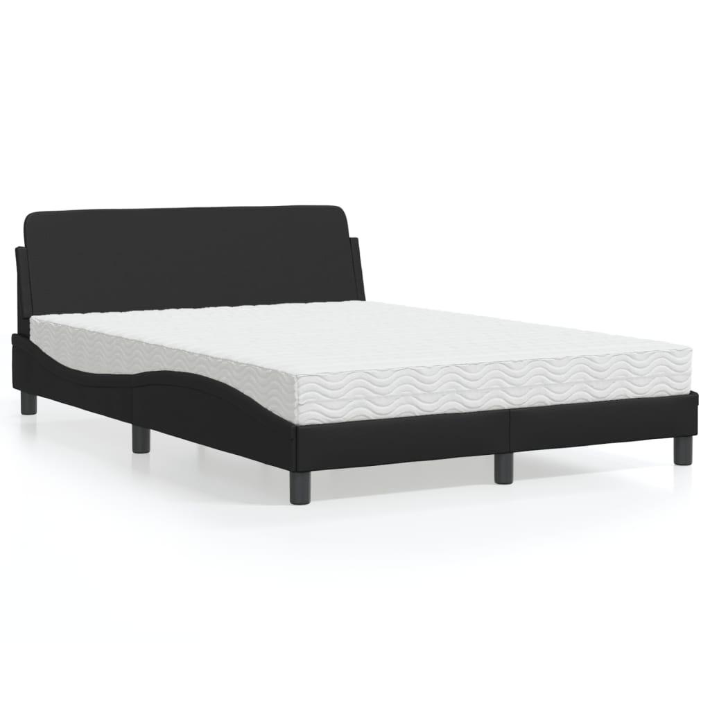 Seng med madras 140x190 cm kunstlæder sort