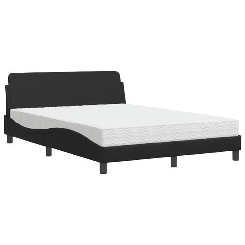 Seng med madras 140x190 cm kunstlæder sort