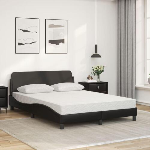 Seng med madras 140x190 cm kunstlæder sort