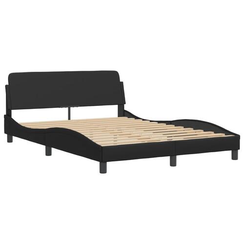 Seng med madras 140x190 cm kunstlæder sort