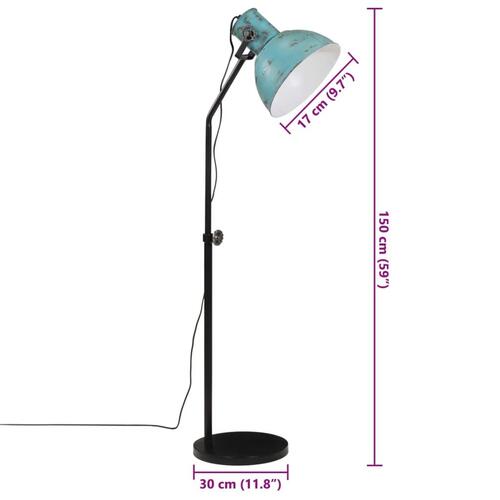 Gulvlampe 25 W 30x30x90-150 cm E27 rustik blå