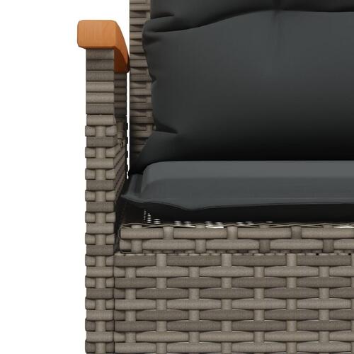 Havebænk med hynder 116x62,5x74 cm polyrattan grå