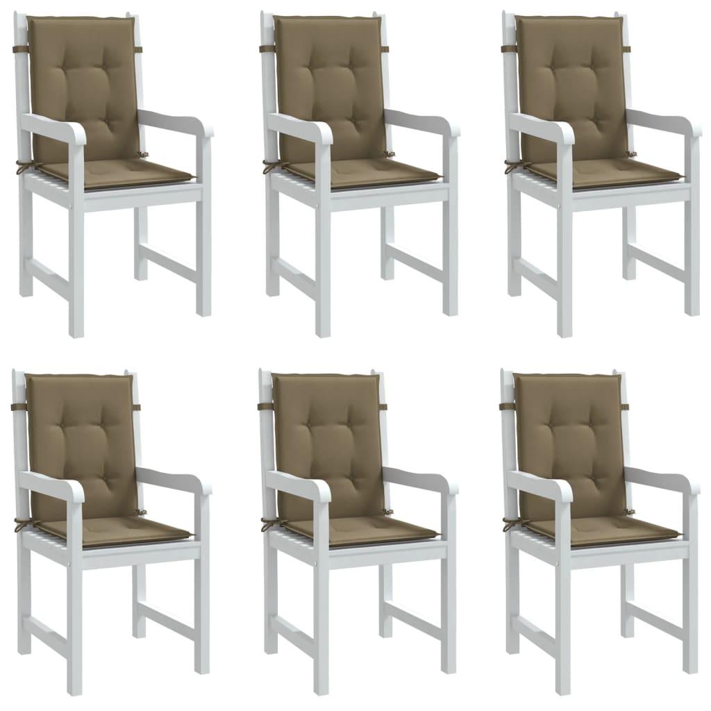 Stolehynder med lav ryg 6 stk. 100x50x4 cm stof gråbrun