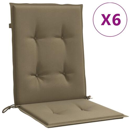 Stolehynder med lav ryg 6 stk. 100x50x4 cm stof gråbrun