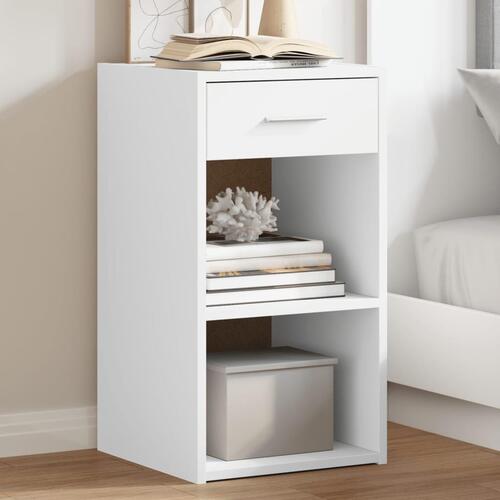 Sengeborde 2 stk. 35x34x65 cm konstrueret træ hvid