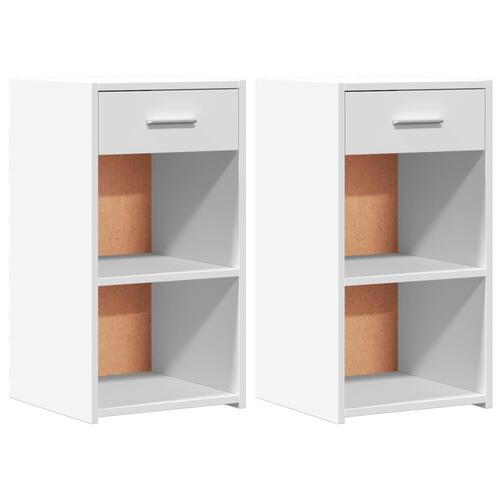 Sengeborde 2 stk. 35x34x65 cm konstrueret træ hvid