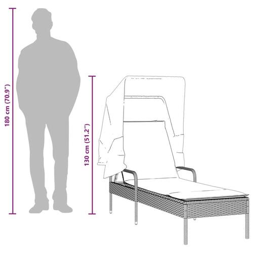 Loungesofa med baldakin polyrattan brun