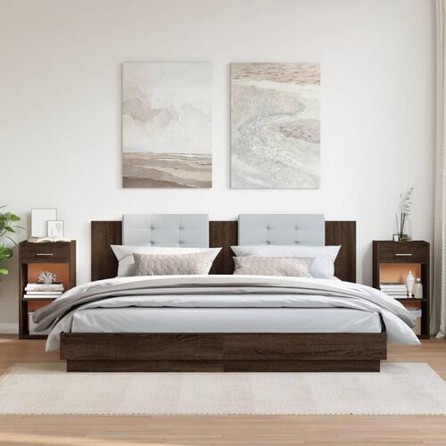 Sengeborde 2 stk. 35x34x65 cm brun egetræsfarve