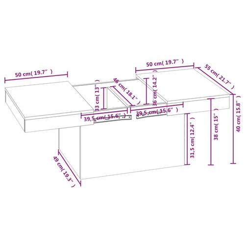 Sofabord 100x55x40 cm konstrueret træ hvid