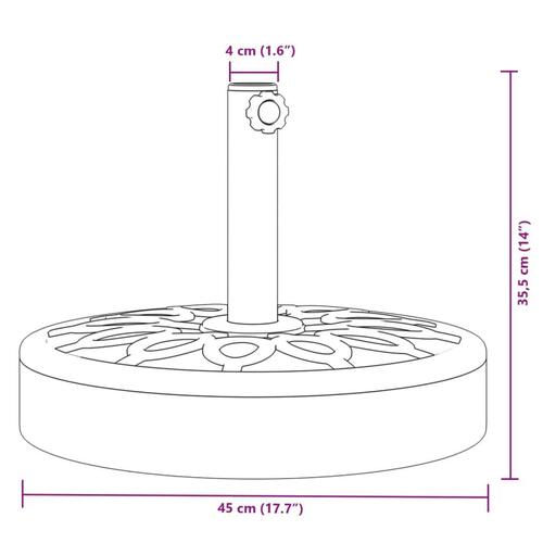 Parasolfod til Ø38/48 mm stænger 25 kg rund