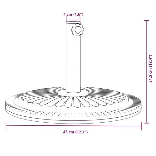 Parasolfod Ø38/48 mm stænger 12 kg rund