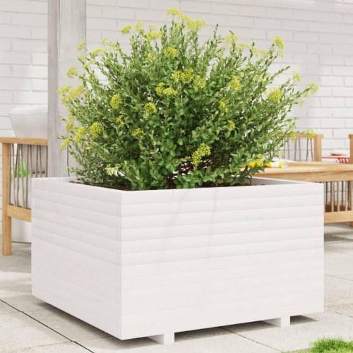 Plantekasse 80 x 80 x 49,5 cm i massivt fyrretræ - hvid