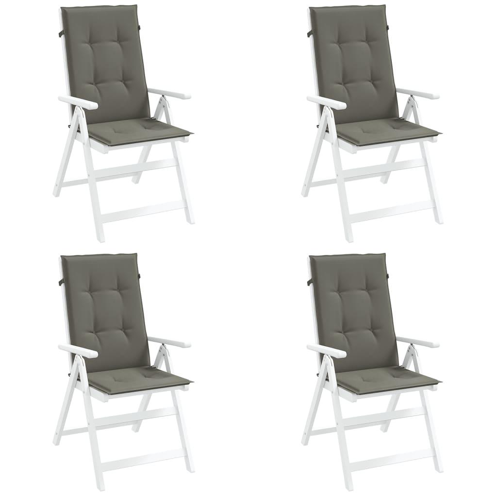 Stolehynder med høj ryg 4 stk. 120x50x4 cm stof mørkegrå