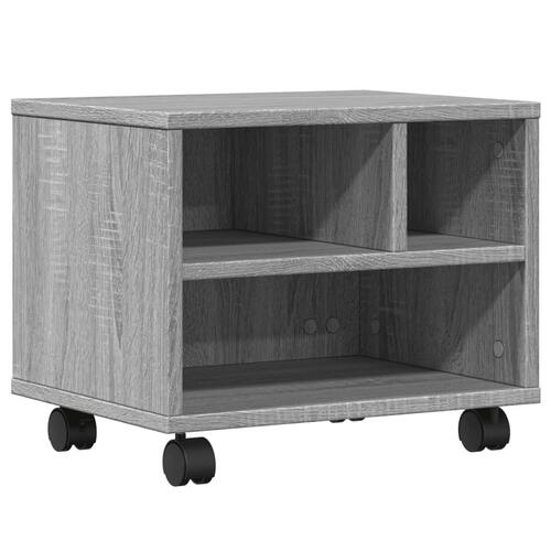 Printerstativ med hjul 41x32x34,5 cm grå sonoma-eg