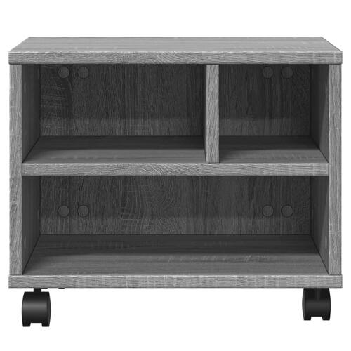Printerstativ med hjul 41x32x34,5 cm grå sonoma-eg