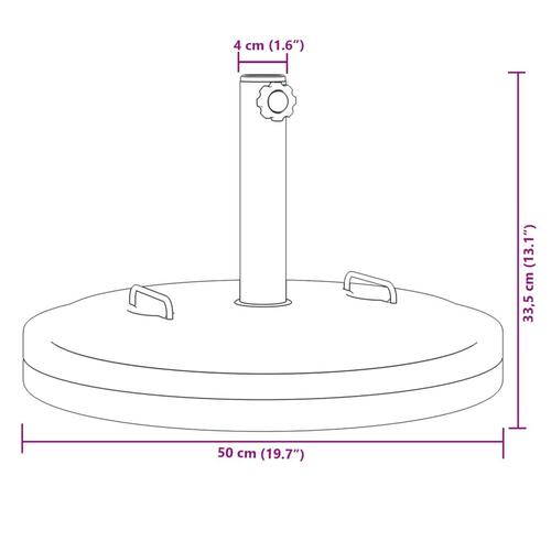 Parasolfod med håndtag til Ø38/48 mm stænger 25 kg rund