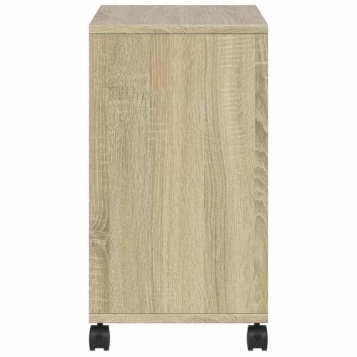Sidebord med hjul 50x30x55 cm konstrueret træ sonoma-eg