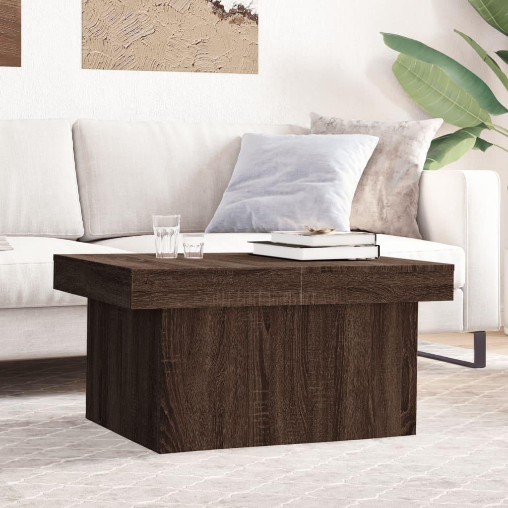 Sofabord 80x55x40 cm konstrueret træ brun egetræsfarve